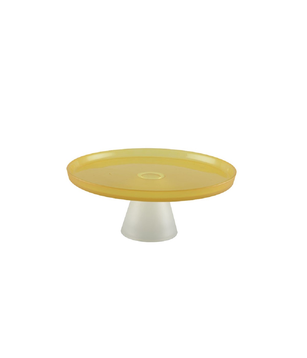 Yellow cake dish with white foot 21cm - lemon