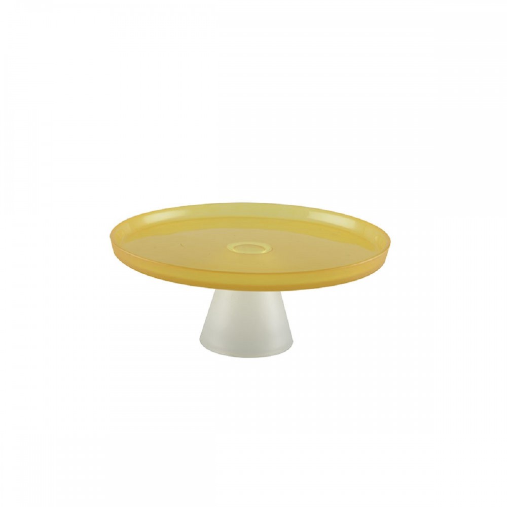 Yellow cake dish with white foot 21cm - lemon