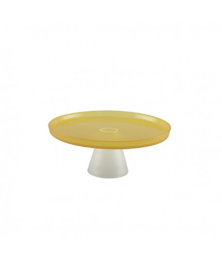 Yellow cake dish with white foot 21cm - lemon