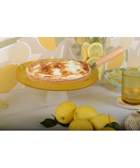 Yellow cake dish with white foot 28cm - lemon