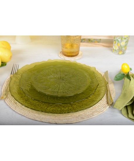 Assiette de présentation verte 34cm - citron