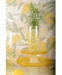 Yellow cake dish with white foot 21cm - lemon
