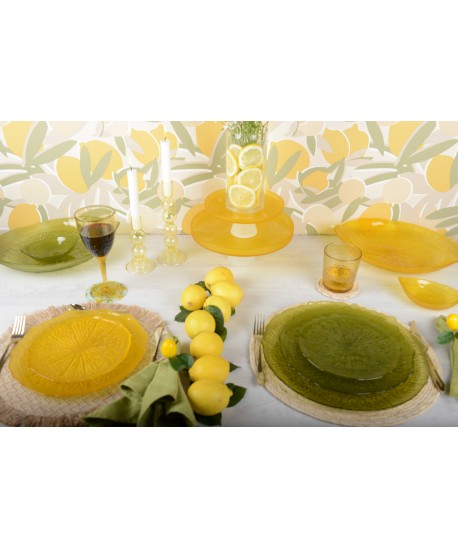 Assiette de présentation verte 34cm - citron