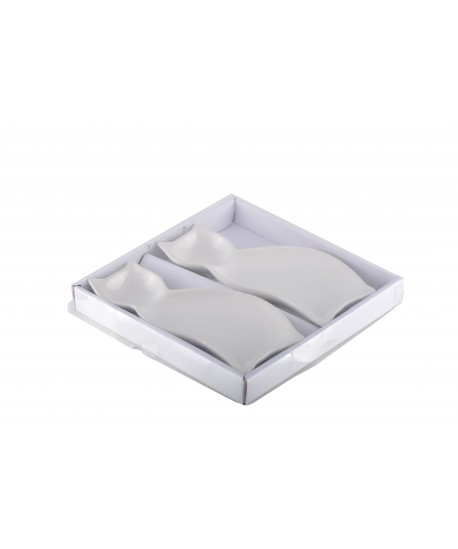 Coupelles chat en porcelaine 20cm- lot de 2