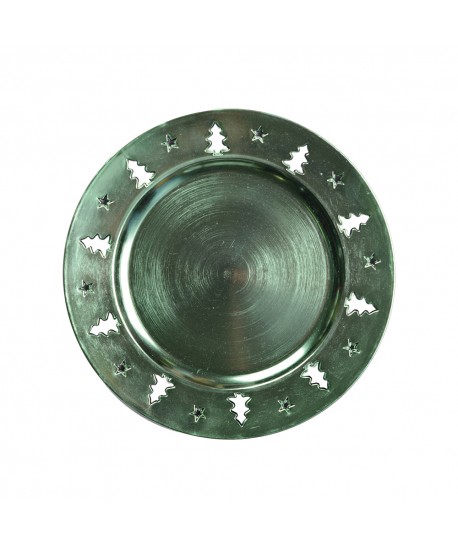 Dessous d'assiette vert brillant décor sapin