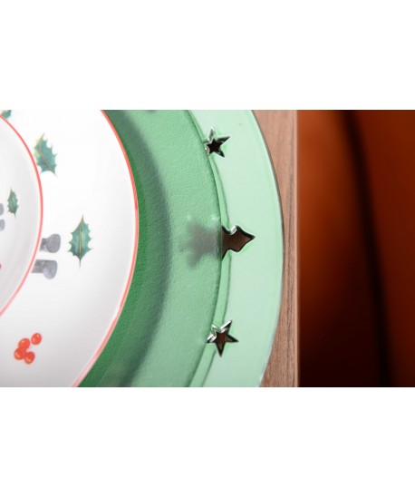 Dessous d'assiette vert brillant décor sapin