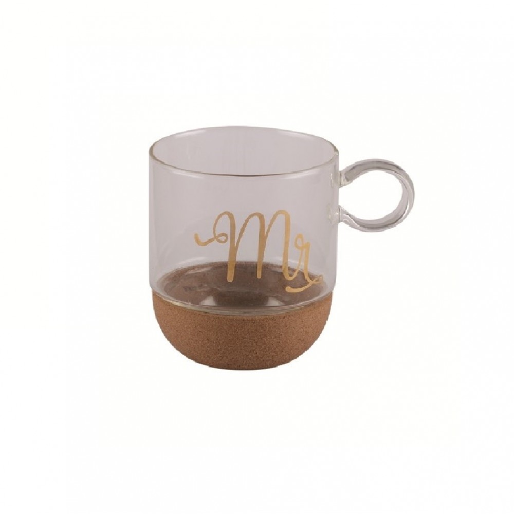 Mug en verre fond liège "Mr"
