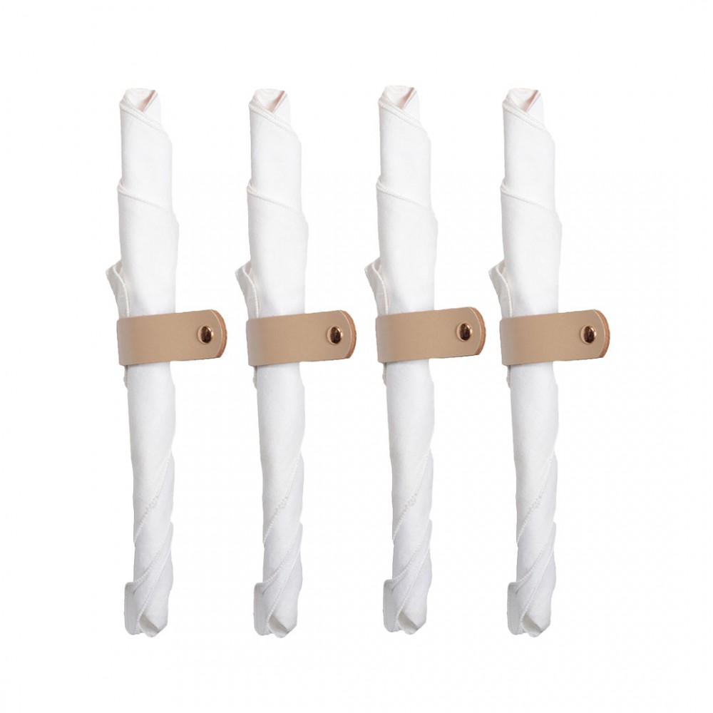 Lot de 4 ronds de serviette en simili cuir