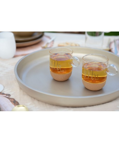 Mug en verre fond liège "Mr"