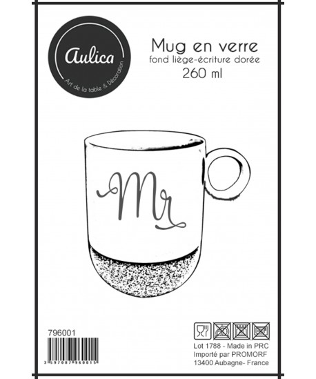 Mug en verre fond liège "Mr"