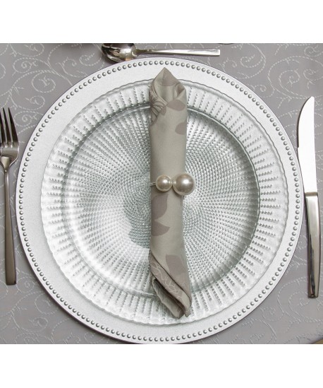 Lot de 4 ronds de serviettes doubles perles