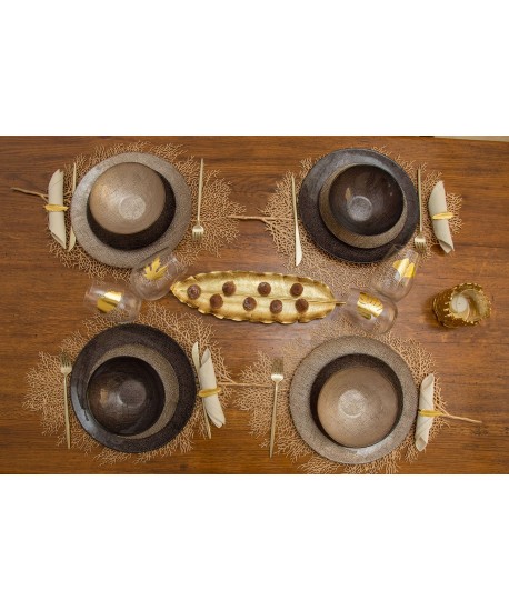 Dessous d'assiette feuille dorée 