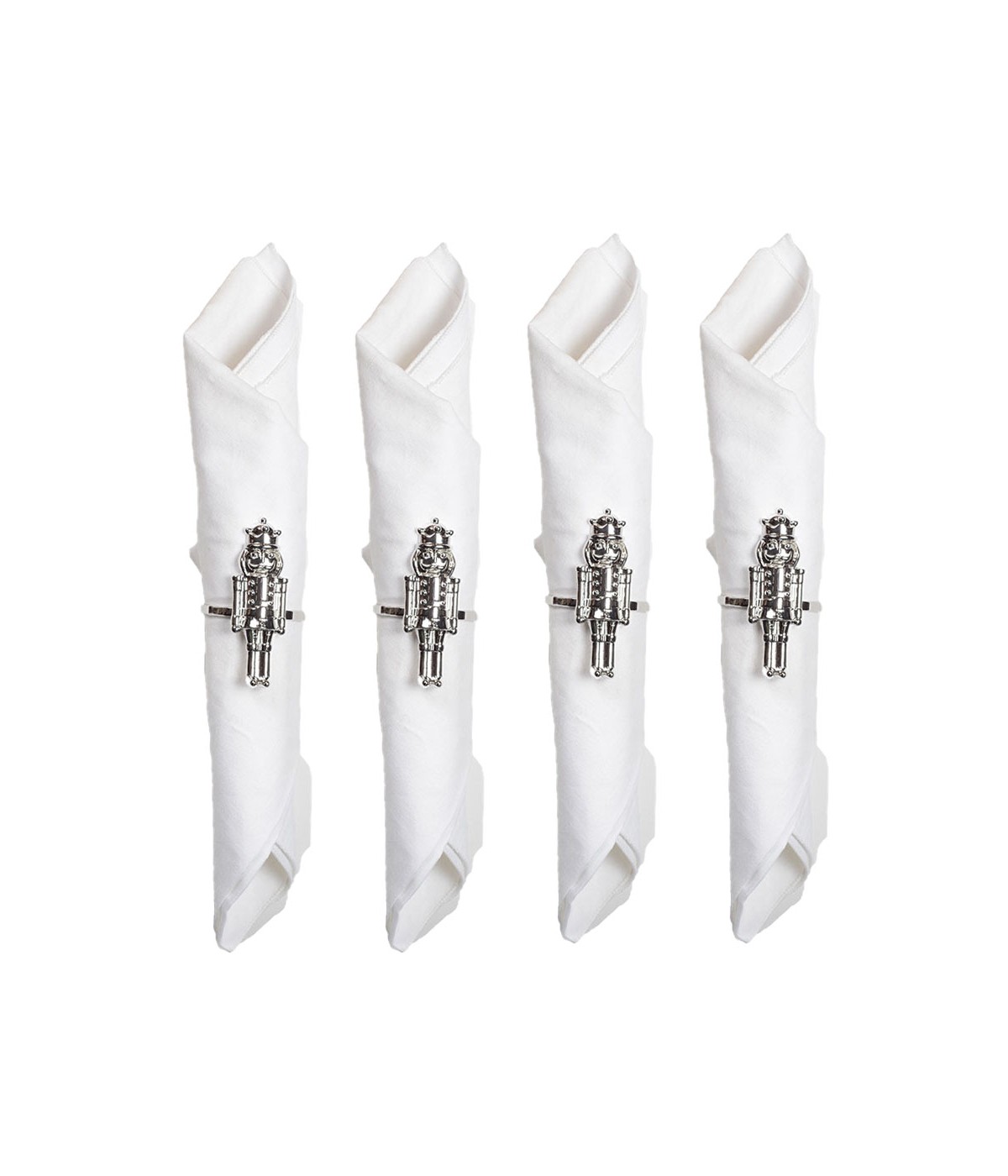 Silver nutcracker napkin rings - set of 4