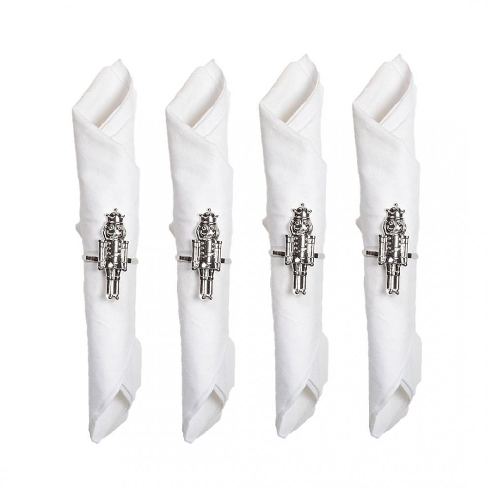 Silver nutcracker napkin rings - set of 4
