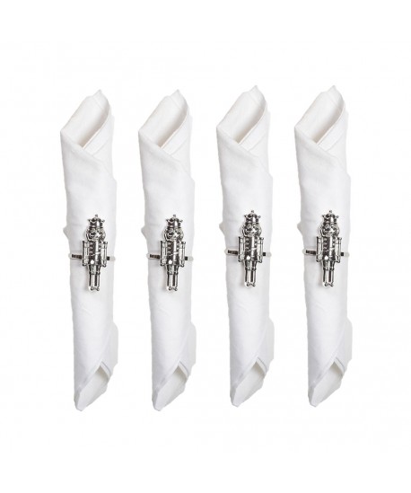 Silver nutcracker napkin rings - set of 4