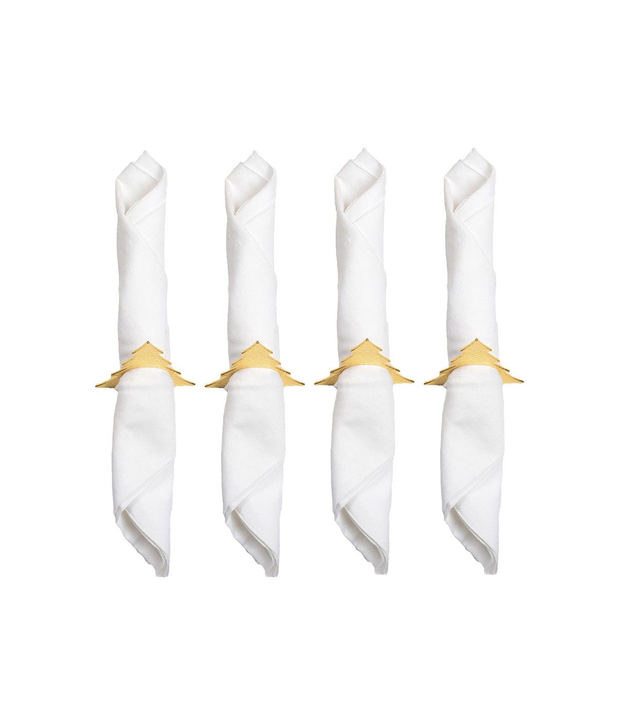 Lot de 4 ronds de serviettes sapins dorés
