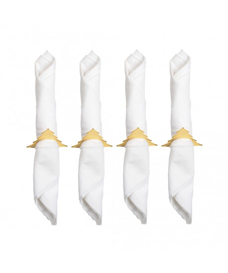 Lot de 4 ronds de serviettes sapins dorés