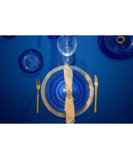 Dessous d'assiette transparent avec paillette dorée