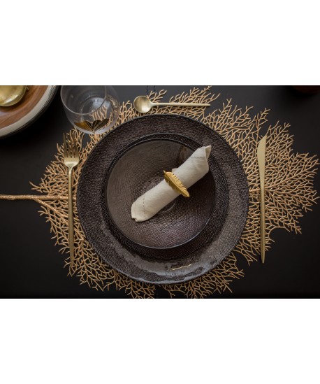 Dessous d'assiette feuille dorée 