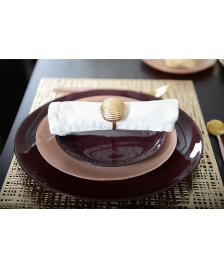 Lot de 4 ronds de serviettes boutons dorés mat