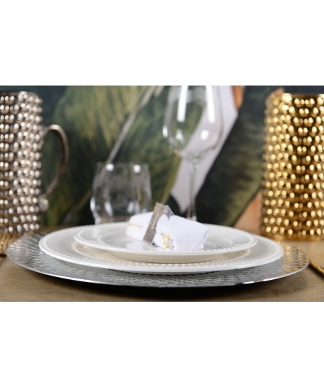 Hammered silver triangle napkin rings - set of 4