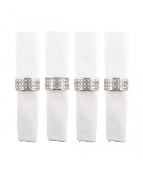 Silver napkin rings with small diamonds - set of 4