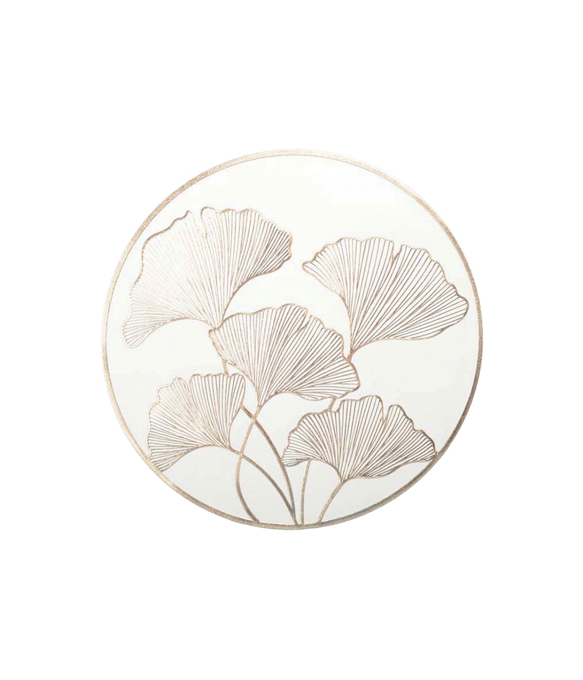 White and gold ginkgo placemat