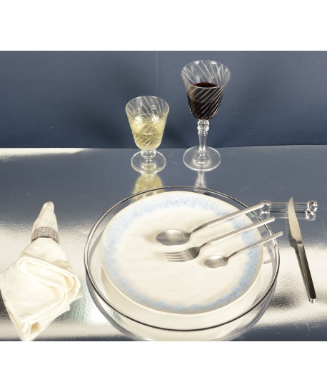 Silver napkin rings with small diamonds - set of 4