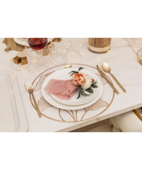 White and gold ginkgo placemat
