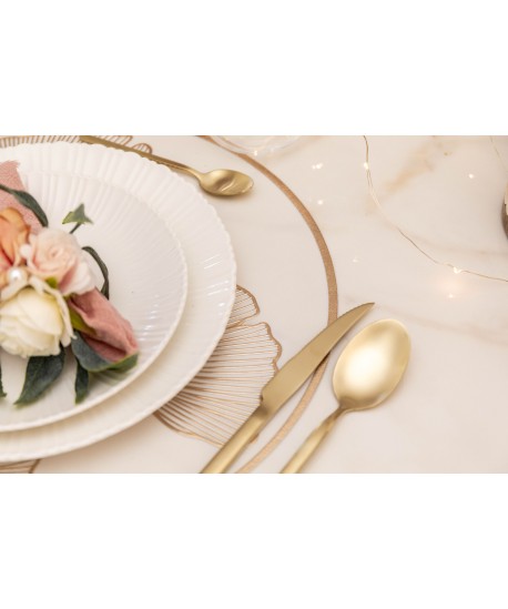 White and gold ginkgo placemat