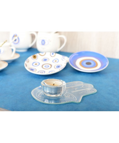 Fatma hand candleholder 12x15cm mirror silver