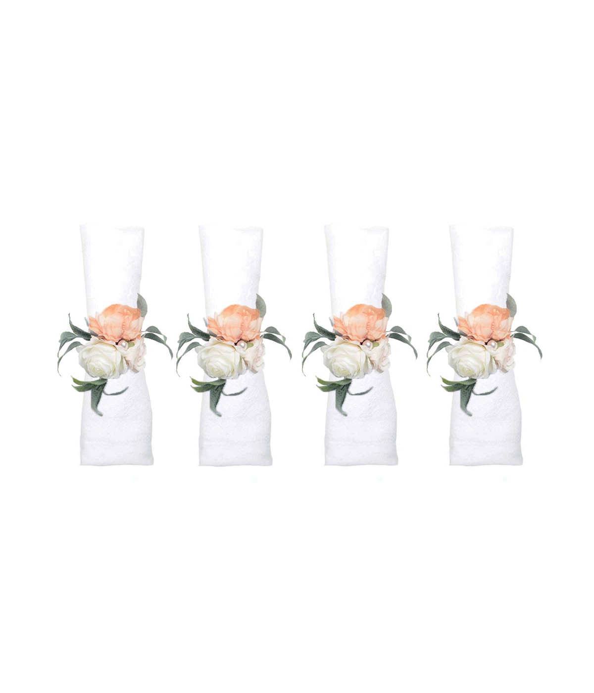 Flower bouquet napkin rings - set of 4