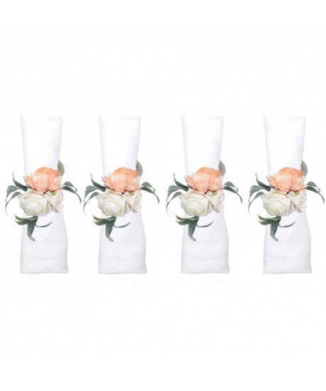 Flower bouquet napkin rings - set of 4