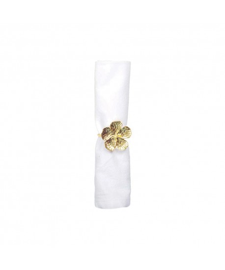 Lot de 4 ronds de serviettes fleurs dorées