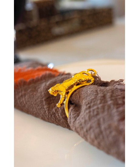 Lot de 4 ronds de serviettes tigre