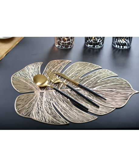 Dessous d'assiette feuille filigrane doré
