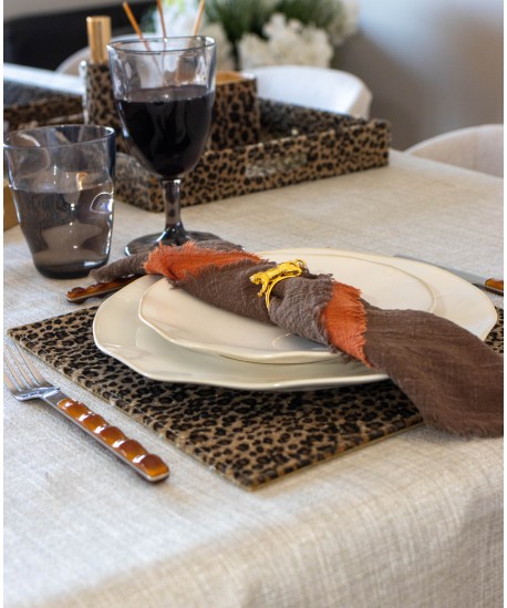 Lot de 4 ronds de serviettes tigre