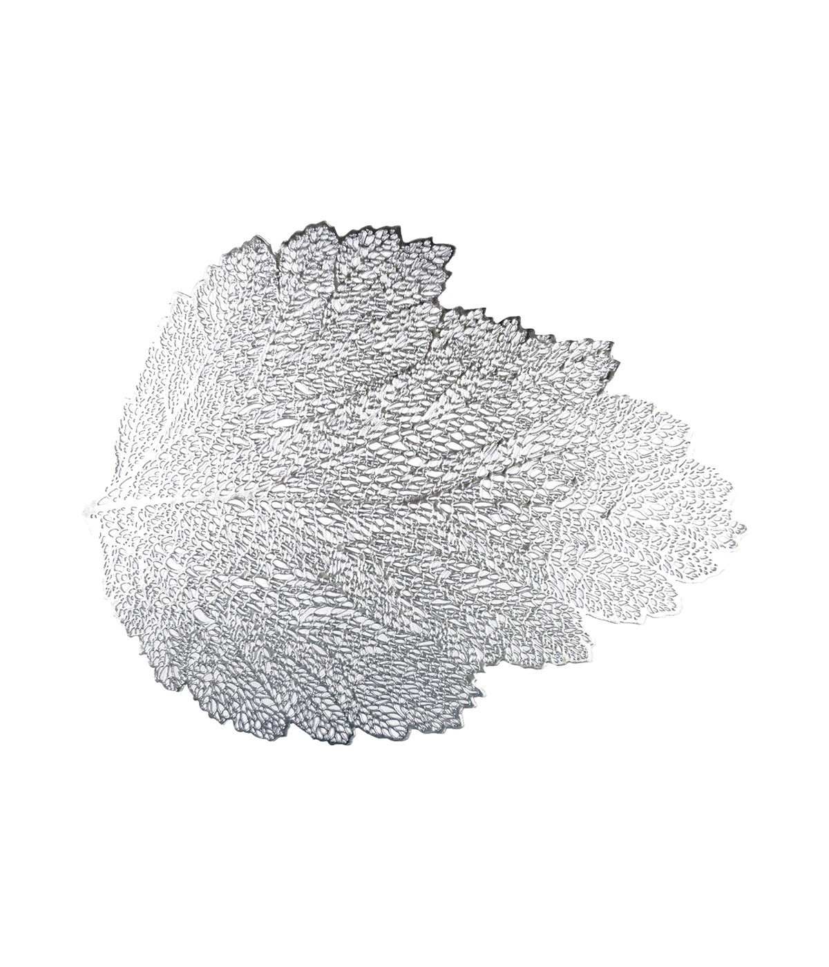 Dessous d'assiette feuille chêne argent