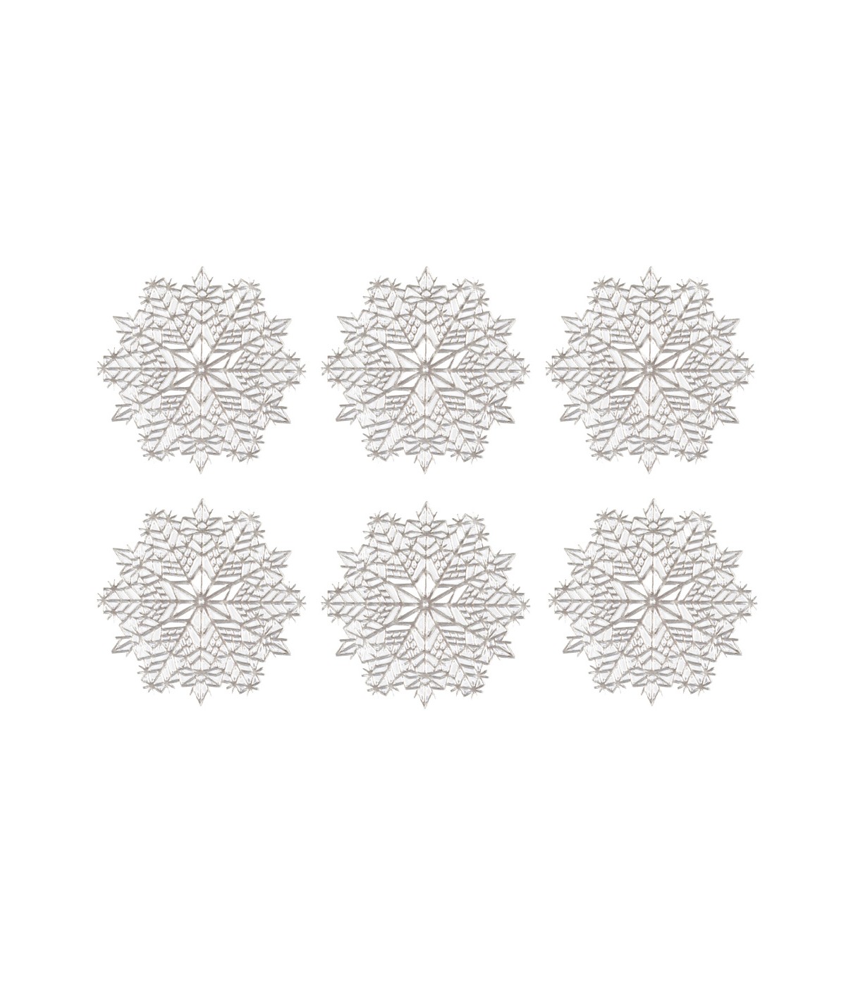Silver snowflake coasters - set of 6