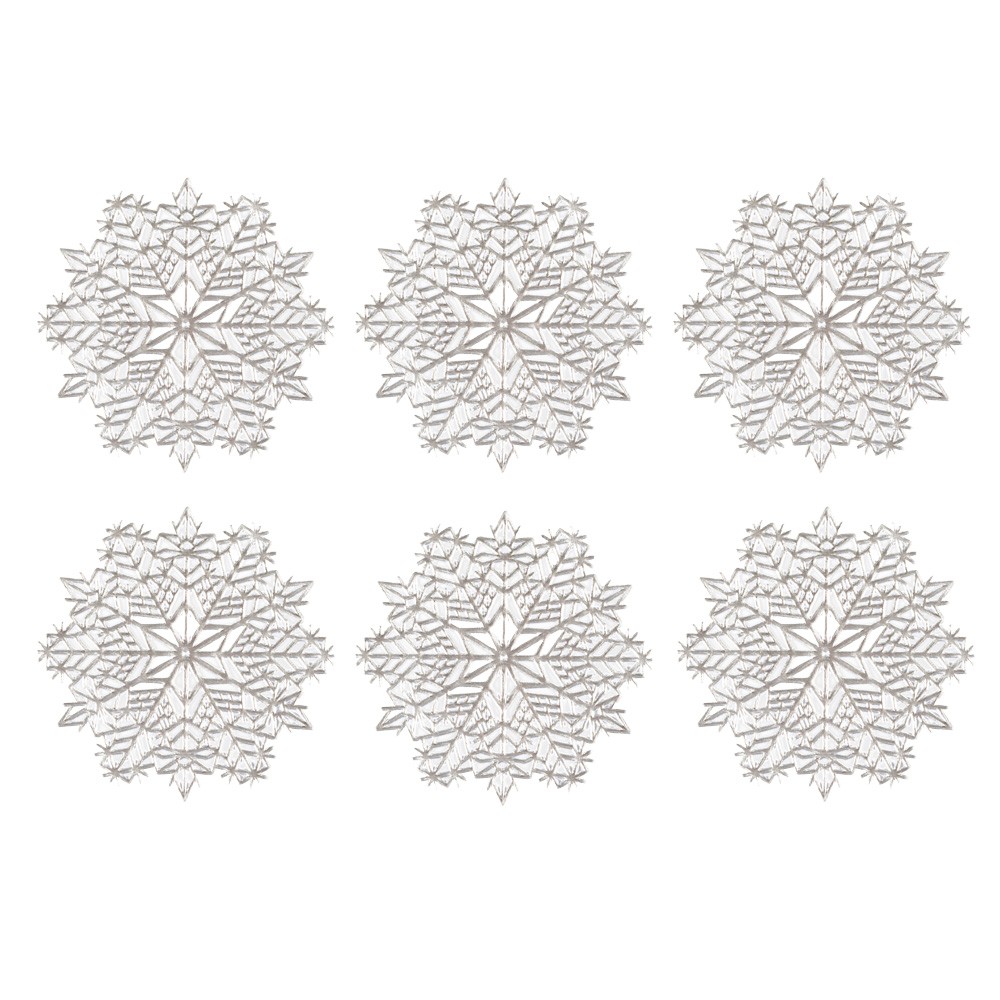 Silver snowflake coasters - set of 6