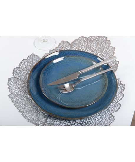 Dessous d'assiette feuille chêne argent