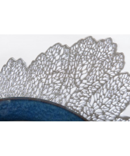 Dessous d'assiette feuille chêne argent