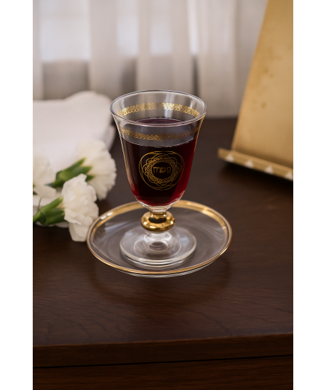 Verre à kiddouch rosace dorée