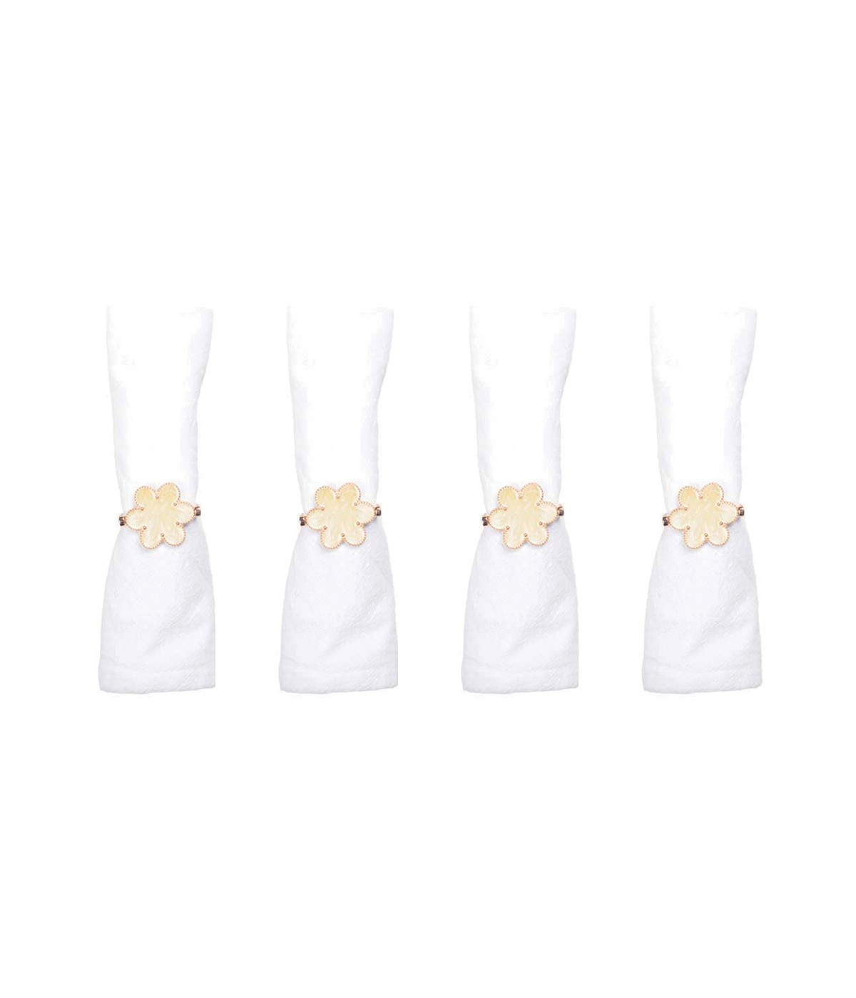 Pink and gold flower napkin rings - set of 4