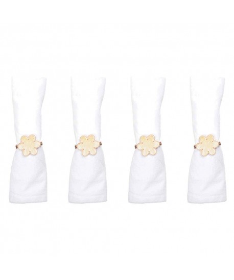 Pink and gold flower napkin rings - set of 4
