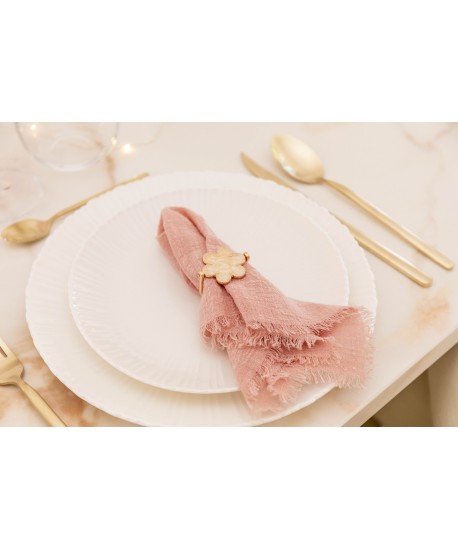 Pink and gold flower napkin rings - set of 4