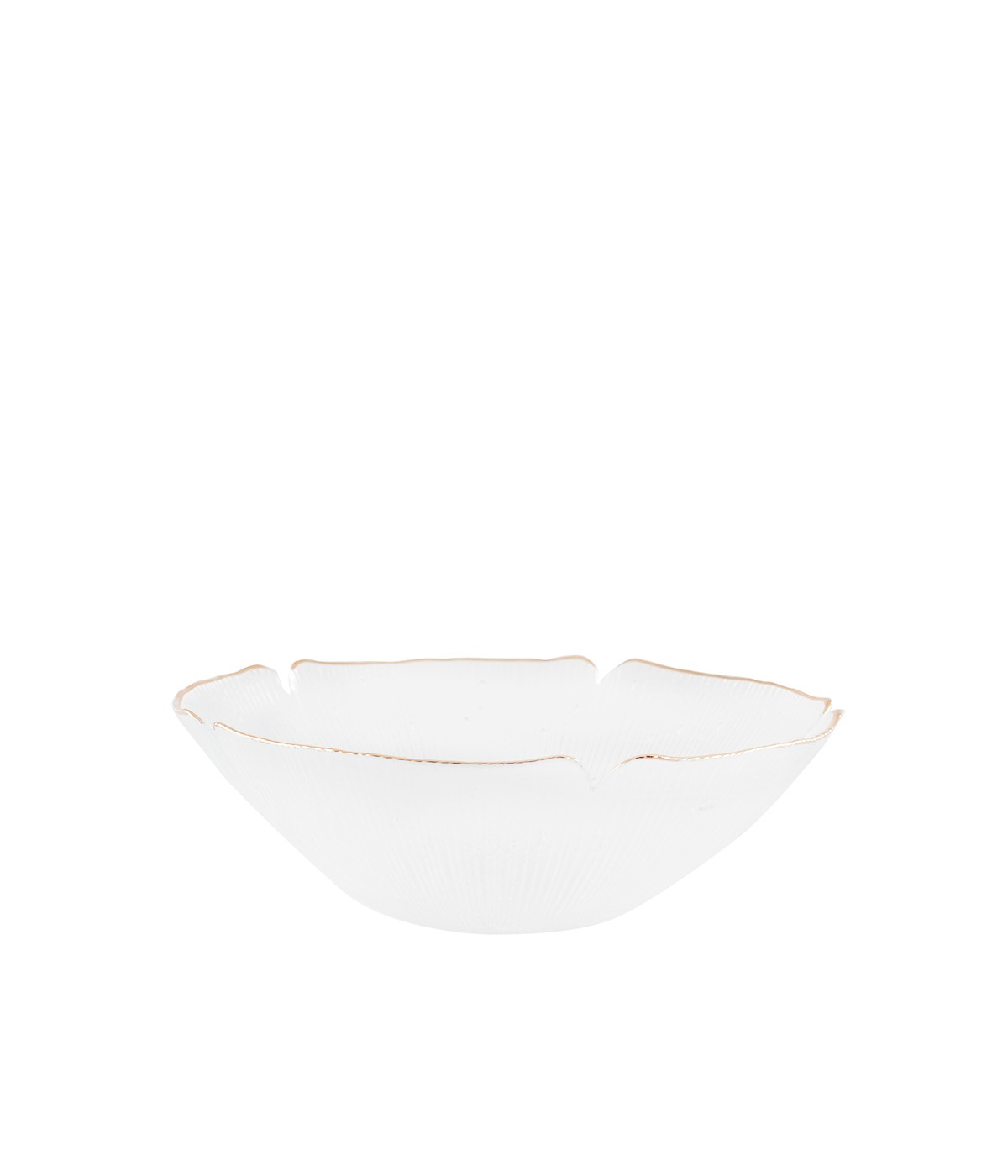 Floral glass salad bowl with golden rims 25cm