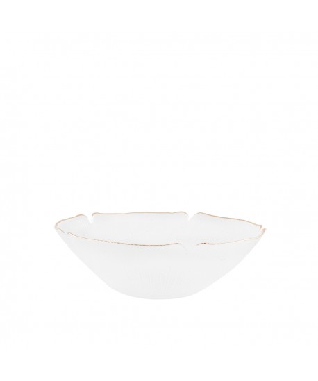 Floral glass salad bowl with golden rims 25cm