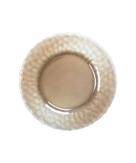 Assiette plate dorée avec bords finement textures 27cm