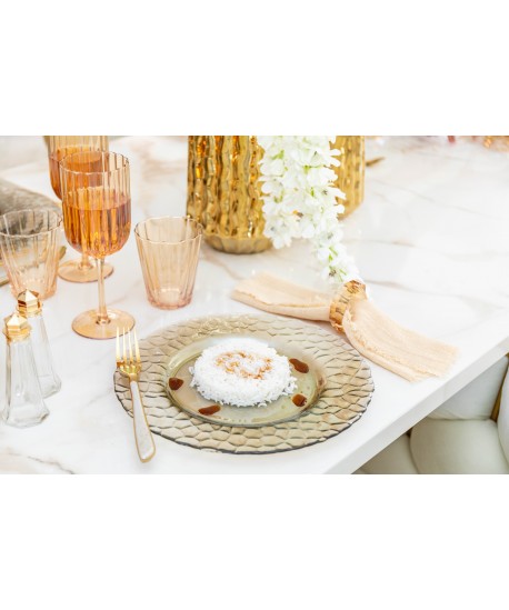 Assiette plate dorée avec bords finement textures 27cm